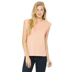 🔥Bella LIGHT PEACH rolled cuff tee versatile hot!